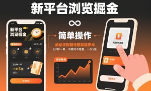 新平台浏览掘金，动动手指截张图就能挣米，2分钟一单，不限时不限量，一天5张【揭秘】|淘骐网赚资源库