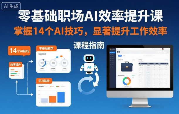 零基础职场AI效率提升课，掌握14个AI技巧，显著提升工作效率|淘骐网赚资源库