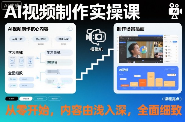 AI视频制作实操课,从零开始,内容由浅入深,全面细致|淘骐网赚资源库