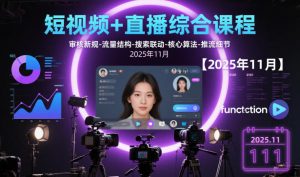 短视频+直播综合课程【2025年11月】,审核新规-流量结构-搜索联动-核心算法-推流细节|淘骐网赚资源库