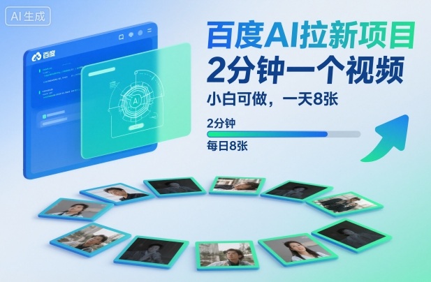 百度AI拉新项目，2分钟一个视频，小白可做，一天8张【附案例+保姆级教程】|淘骐网赚资源库