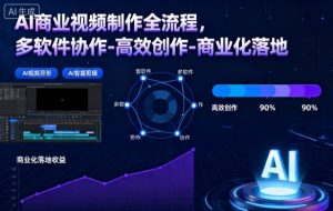 AI商业视频制作全流程,多软件协作-高效创作-商业化落地|淘骐网赚资源库
