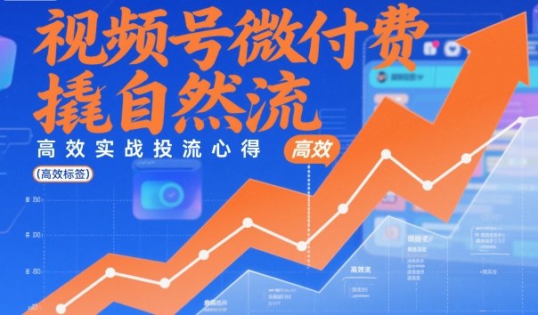 视频号微付费撬自然流,高效实战投流心得|淘骐网赚资源库