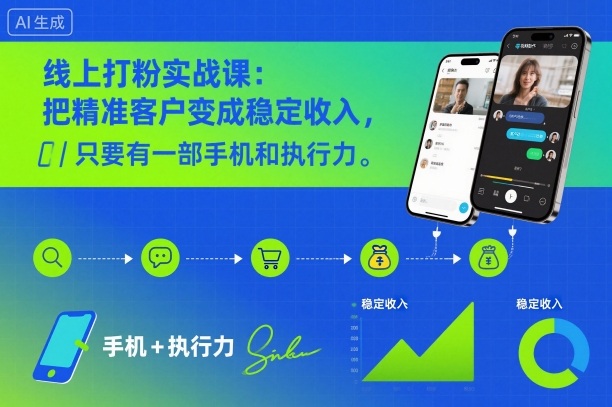线上打粉实战课：把精准客户变成稳定收入，只要有一部手机和执行力|淘骐网赚资源库