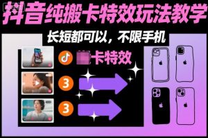 某社群抖音纯搬卡特效玩法教学，长短都可以，不限手机|淘骐网赚资源库