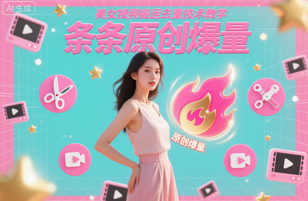 美女视频搬运去重技术教学，条条原创爆量|淘骐网赚资源库