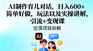 AI制作育儿对话,日入6张+,简单好做,玩法以及实操讲解,引流+变现课|淘骐网赚资源库