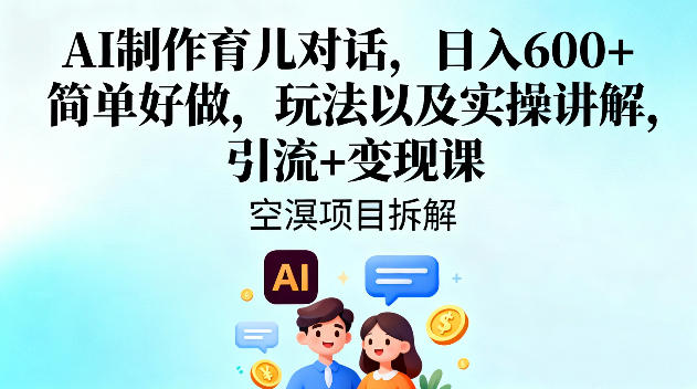 AI制作育儿对话,日入6张+,简单好做,玩法以及实操讲解,引流+变现课|淘骐网赚资源库