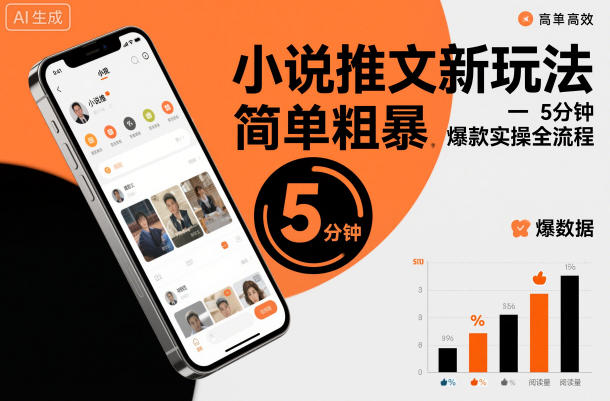 小说推文新玩法,简单粗爆,5分种一个爆款实操全流程|淘骐网赚资源库