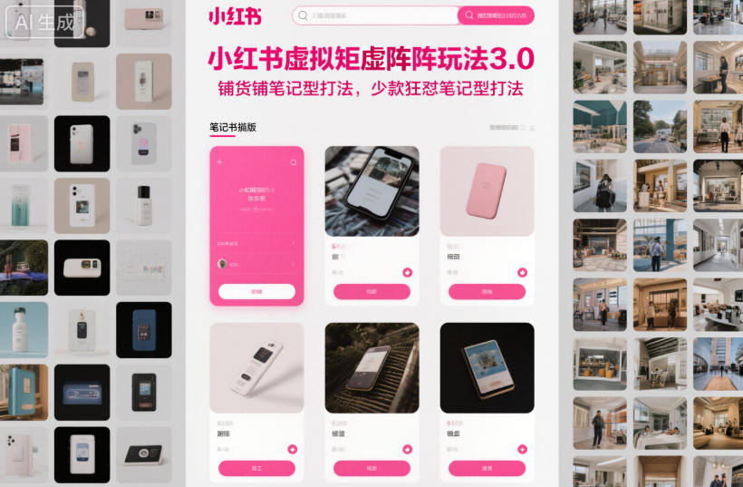 小红书虚拟矩阵玩法3.0,铺货铺笔记型打法,少款狂怼笔记型打法|淘骐网赚资源库