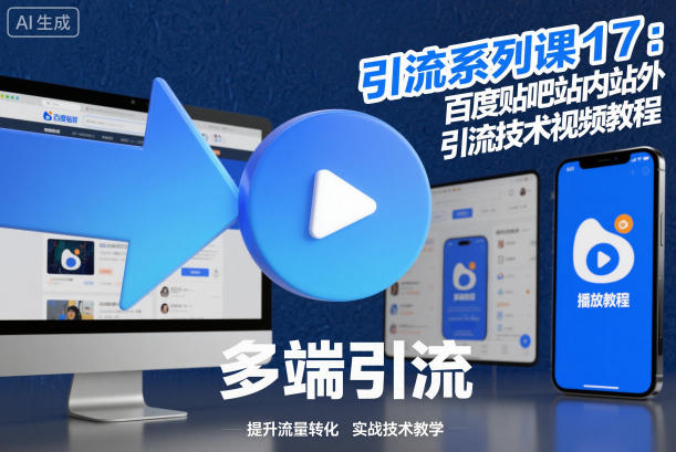 引流系列课17:百度贴吧站内站外引流技术视频教程|淘骐网赚资源库