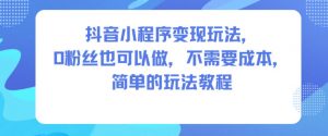 抖音小程序变现玩法，0粉丝也可以做，不需要成本，简单的玩法教程|淘骐网赚资源库