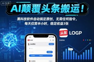 AI颠覆头条搬运!黑科技软件自动搞定原创,无需任何指令。每天仅需半小时,稳定收益3张【揭秘】|淘骐网赚资源库
