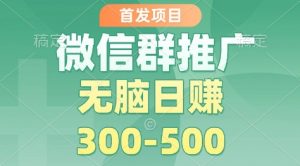 首发项目，微信群推广掘金，多号矩阵无脑日入3-5张【揭秘】|淘骐网赚资源库