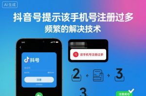 抖音号提示该手机号注册过多，频繁的解决技术-第一资源库