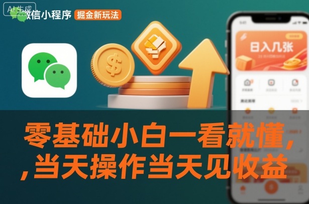 微信小程序掘金新玩法，日入几张，零基础小白一看就懂，当天操作当天见收益【揭秘】-第一资源库