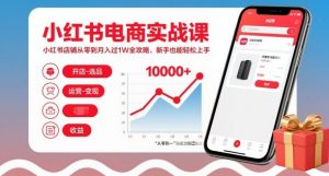 小红书电商实战课,小红书店铺从零到月入过1W全攻略,新手也能轻松上手|淘骐网赚资源库