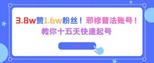 3.8w赞1.6w粉丝，邪修普法账号，教你十五天快速起号-第一资源库