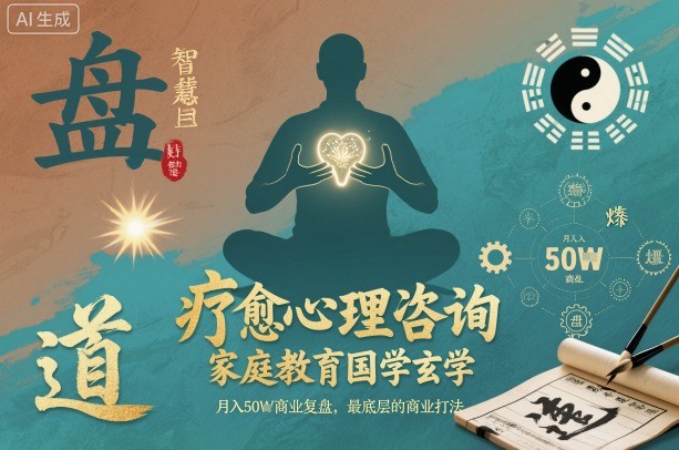 疗愈心理咨询，家庭教育国学玄学，月入50个商业复盘，最底层的商业打法|淘骐网赚资源库