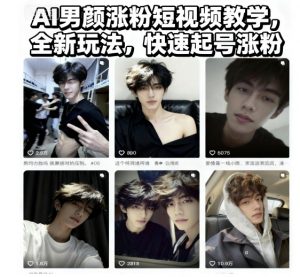 AI男颜涨粉短视频教学，全新玩法，快速起号涨粉|淘骐网赚资源库