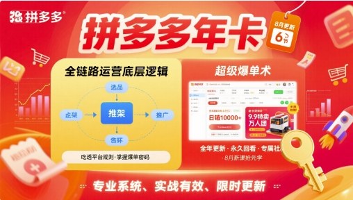 拼多多年卡,拼多多全链路运营底层逻辑,超级爆单术【更新10月】|淘骐网赚资源库