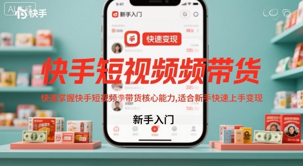 快手短视频带货，快速掌握快手短视频带货核心能力，适合新手快速上手变现|淘骐网赚资源库