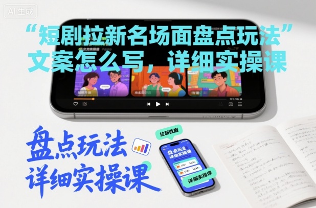 短剧拉新名场面盘点玩法文案怎么写，详细实操课|淘骐网赚资源库
