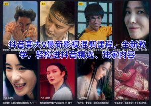 抖音某大V最新影视混剪课程,全新教学,轻松进抖音精选、独家内容|淘骐网赚资源库