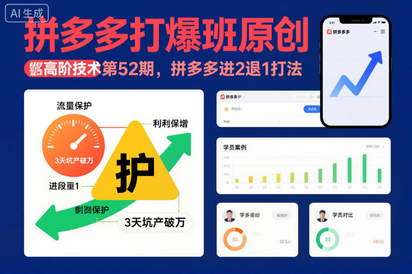 拼多多打爆班原创高阶技术第52期，拼多多进2退1打法-第一资源库