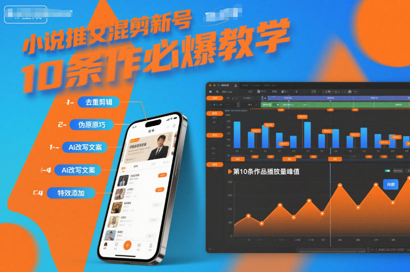 小说推文混剪新号10条必爆教学，伪原创10条作品必爆技巧-第一资源库
