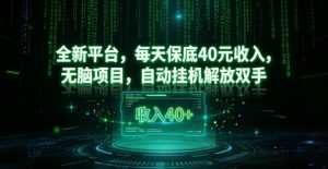 全新平台，每天保底40米收入，无脑项目，自动挂G解放双手【揭秘】-第一资源库