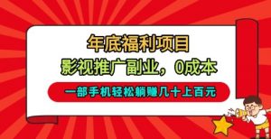 年底福利项目，影视推广副业，一部手机轻松躺入几十上百【揭秘】-第一资源库