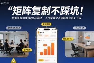 矩阵复制不踩坑!拼多多虚拟类目2025玩法,工作室或者个人矩阵稳定月1-5W【揭秘】|淘骐网赚资源库