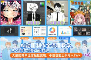 AI动画制作全流程教学，从0到完成完整动画作品，大量的商单让你轻松变现，小白也能上手月入2W+|淘骐网赚资源库