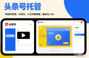 头条号AI托管,我提供视频,你发布,小白闭眼躺賺,最高月入5k+【揭秘】|淘骐网赚资源库