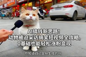AI搞钱新思路！动物被迫采访搞笑短视频全攻略，0基础也能轻松涨粉变现-第一资源库