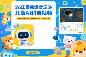 26年最新爆款玩法，儿童AI科普视频，小白请轻松上手，条条爆款内容，全流程实操-第一资源库