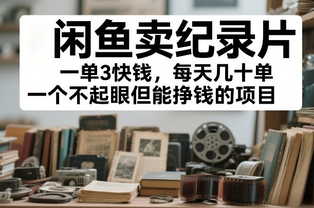 闲鱼卖纪录片，一单3快钱，每天几十单，一个不起眼但能挣钱的项目【揭秘】-第一资源库