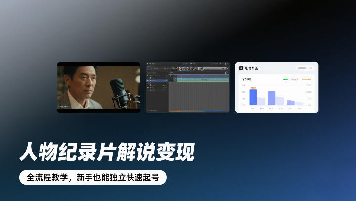 人物纪录片解说变现,全流程教学,新手也能独立快速起号|淘骐网赚资源库