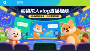 动物拟人vlog直播视频，5分钟教你学会，快速起号涨粉-第一资源库