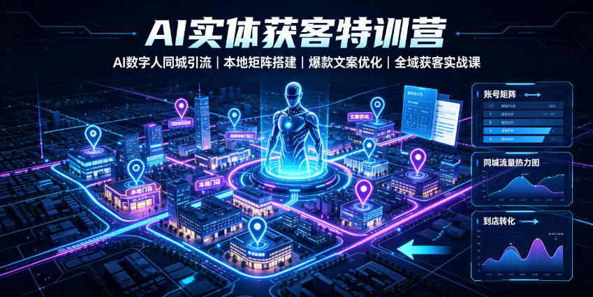 AI实体获客特训营｜AI数字人同城引流、本地矩阵搭建、爆款文案优化全域获客实战课|淘骐网赚资源库