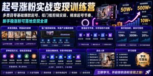 苗子起号涨粉实战变现训练营,多类目零基础爆款起号、精准起号节奏、新手稳涨粉可落地变现全课(更新0719)|淘骐网赚资源库