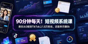90分钟每天!短视频系统课教你从0做到TikTok上1.8万粉丝,还能单月賺8k【原创双语字幕】|淘骐网赚资源库