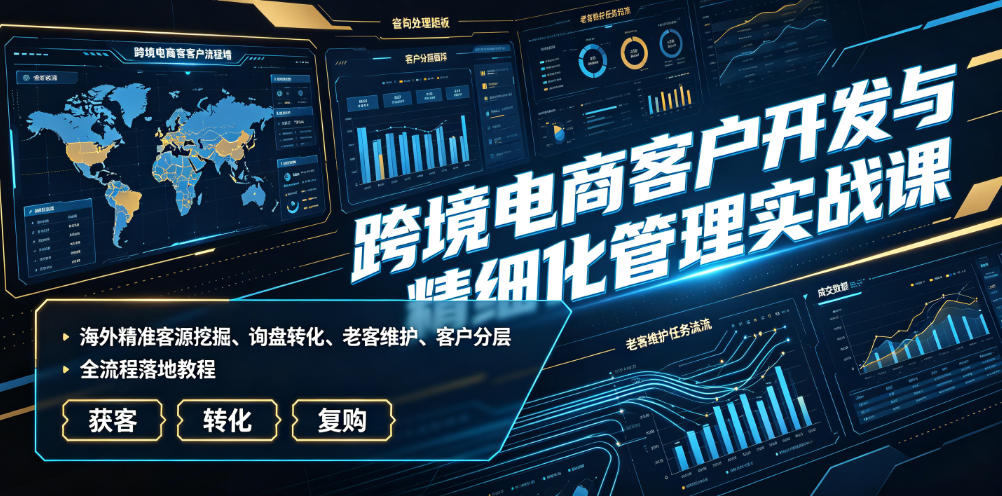 跨境电商客户开发与精细化管理实战课｜海外精准客源挖掘、询盘转化、老客维护、客户分层全流程落地教程|淘骐网赚资源库
