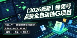 【2026最新】视频号点赞全自动挂G项目，双号日入700+，零基础保姆级教程（附全套工具）【揭秘】|淘骐网赚资源库