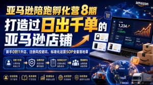 亚马逊陪跑孵化营8期，打造过日出千单的亚马逊店铺，新手0到1开店、注册风控避坑、标准化运营SOP全套落地课|淘骐网赚资源库