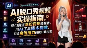 AI脱口秀视频实操指南,热门赛道涨粉变现嘎嘎香,用AI工具降本提效,打造高传播力的脱口秀内容|淘骐网赚资源库