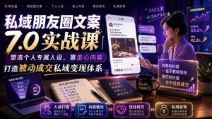 私域朋友圈文案7.0实战课｜塑造个人专属人设，靠走心内容打造被动成交私域变现体系|淘骐网赚资源库