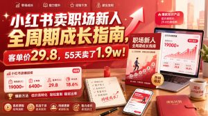 小红书卖职场新人全周期成长指南,客单价29.8,55天卖了1.9w!|淘骐网赚资源库