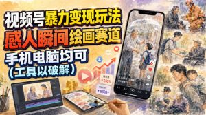 视频号暴力变现玩法,感人瞬间绘画赛道,手机电脑均可|淘骐网赚资源库